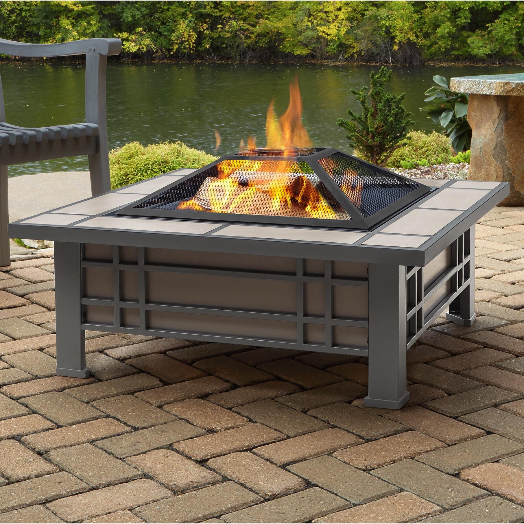 Real Flame Morrison Steel Wood Burning Fire Pit Table Wayfair Ca